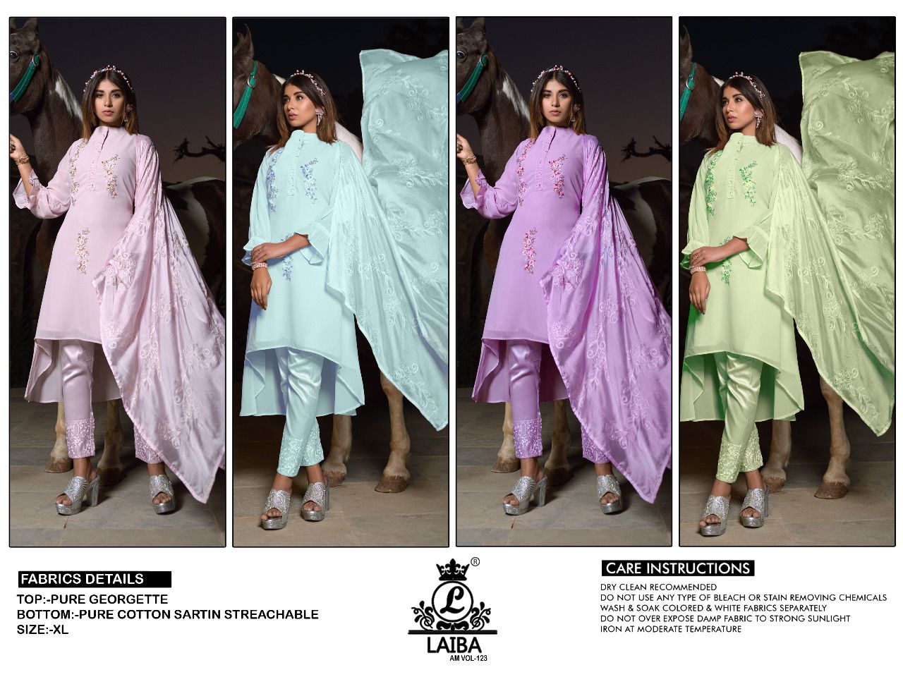 Laiba The Designer Studio Am 123 Georgette Designer Ready Made Suit Collection